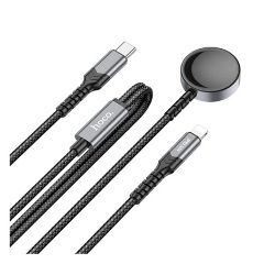 HOCO CW54 1db USB-C -> 1db Lightning 1db MagSafe Male töltőkábel 0.12m fekete