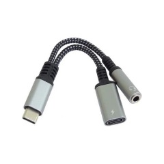 PremiumCord USB-C -> Jack stereo 3,5mm (3pin) USB-C M/F adapter 0.15m ezüst-fekete DAC chippel PremiumCord USB-C -> Jack stereo 3,5mm (3pin) USB-C M/F adapter 0.15m ezüst-fekete DAC chippel