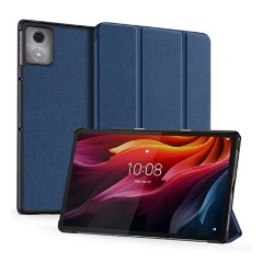 Lenovo Tab K11 Plus DUX DUCIS DOMO tok álló, bőr hatású aktív FLIP, textil minta, SÖTÉTKÉK