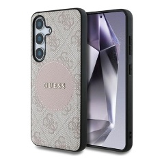 Samsung S25 GUESS 4G ROUND PATCH CLASSIC LOGO szilikon telefonvédő ütésállóság, MagSafe, RÓZSASZÍN