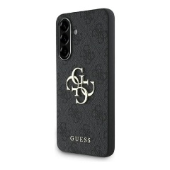 Samsung A36 5G GUESS PU 4G METAL LOGO CASE műanyag telefonvédő ütésállóság, bőr hatású hátlap, SÖTÉTSZÜRKE