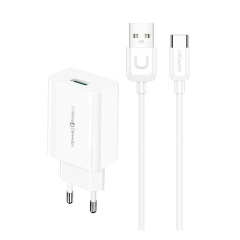 Usams T48 18W univerzális hálózati töltő adapter fehér (USB-C kábel)
