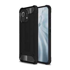 Xiaomi Mi 11 5G Gigapack Defender szilikon telefonvédő ütésállóság, fémhatás, FEKETE