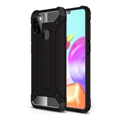 Samsung A21s Gigapack Defender szilikon telefonvédő ütésállóság, fémhatás, FEKETE