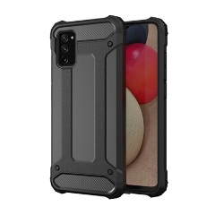 Samsung A03s Gigapack Defender szilikon telefonvédő ütésállóság, fémhatás, FEKETE