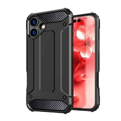 iPhone 16 5G Gigapack Defender szilikon telefonvédő ütésállóság, fémhatás, FEKETE