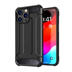 iPhone 15 Pro Gigapack Defender szilikon telefonvédő ütésállóság, fémhatás, FEKETE