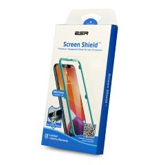 iPhone 14 Pro ESR SCREEN SHIELD képernyővédő üveg 2.5D, 9H + segédkeret, ÁTLÁTSZÓ