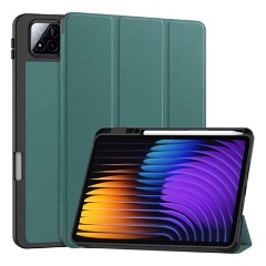 Xiaomi Pad 7 Pro GIGAPACK Tok álló, bőr hatású aktív FLIP, ceruza tartó, SÖTÉTZÖLD