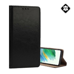 Redmi Note 14 4G GIGAPACK Tok álló, valódi bőr FLIP, asztali tartó, FEKETE