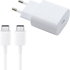 SAMSUNG hálózati töltő Type-C aljzat (25W, PD gyorstöltő 3.0 + EP-DA705BWE Type-C kábel) FEHÉR (Gigapack csomagolás)