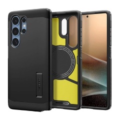 Samsung S25 Ultra SPIGEN TOUGH ARMOR MAG műanyag telefonvédő ütésállóság, MagSafe, FEKETE