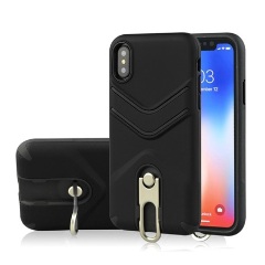 iPhone XR 6.1 Gigapack defender műanyag telefonvédő ütésállóság, fém kitámasztó, FEKETE