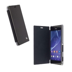 Sony Xperia M2 KRUSELL FLIPCover BODEN műanyag telefonvédő átlátszó hátlap, oldalra nyíló bőr hatású FLIP, FEKETE
