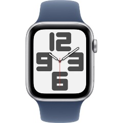 Apple Watch SE2 v3 GPS (44mm) ezüst alumínium tok, denim sportszíj (S/M) okosóra