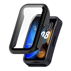 Huawei Band 9 Gigapack Műanyag keret BUMPER, ütésállóság + kijelzővédő üveg, FEKETE