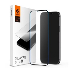 iPhone 12 mini SPIGEN FC képernyővédő üveg 2.5D, színkiemelés, FEKETE