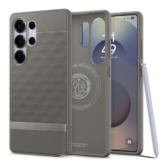 Samsung S25 Ultra SPIGEN PARALLAX szilikon telefonvédő ütésállóság, 3D rombusz, VILÁGOSSZÜRKE