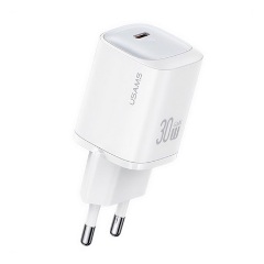 USAMS CC251 hálózati töltő Type-C aljzat 30W, PD gyorstöltő, FEHÉR
