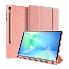 Samsung Tab S10 FE Plus WIFI DUX DUCIS DOMO tok álló, bőr hatású aktív FLIP, ceruza tartó, RÓZSASZÍN