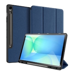 Samsung Tab S10 FE Plus WIFI DUX DUCIS DOMO tok álló, bőr hatású aktív FLIP, ceruza tartó, SÖTÉTKÉK