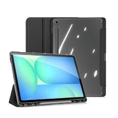 Samsung Tab S10 FE Plus WIFI DUX DUCIS TOBY tok álló, bőr hatású aktív FLIP, ceruza tartó, FEKETE