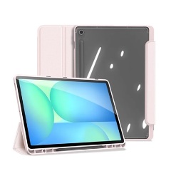 Samsung Tab S10 FE Plus WIFI DUX DUCIS TOBY tok álló, bőr hatású aktív FLIP, ceruza tartó, RÓZSASZÍN