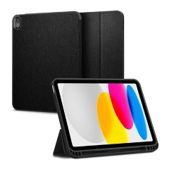 IPAD 11 (2025) SPIGEN URBAN FIT tok álló FLIP, textil minta, FEKETE