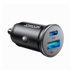 JOYROOM autós töltő USB+Type-C aljzat 30W, PD gyorstöltő, FEKETE