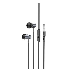 HOCO M108 fülhallgató SZTEREO 3.5mm jack, felvevő gomb, SÖTÉTSZÜRKE