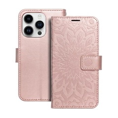 iPhone 14 Pro GIGAPACK Tok álló, bőr hatású FLIP, mandala, ROZÉARANY