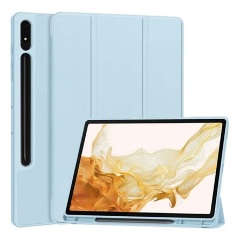 Samsung Tab S10 Plus LTE GIGAPACK Tok álló, bőr hatású aktív FLIP, ceruza tartó, VILÁGOSKÉK