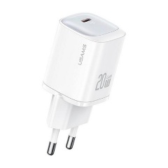 USAMS CC248 hálózati töltő Type-C aljzat 20W, PD gyorstöltő, FEHÉR