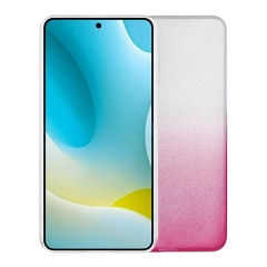 iPhone 15 Pro Max Gigapack Szilikon telefonvédő műanyag belső, csillogó hátlap, ÁTLÁTSZÓ/RÓZSASZÍN
