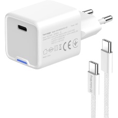 COLORWAY AC töltő GaN Mini CW-CHS054PDC-WT 30W PD port PPS USB-C fehér + kábel Type-C