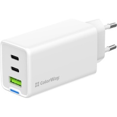 COLORWAY AC töltő GaN Mini CW-CHS058PD-WT 65W PD port PPS USB (USB-2C1A) fehér