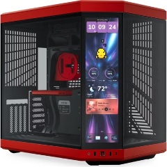 HYTE Y70 Touch Infinite táp nélküli ablakos Mid Tower számítógépház fekete-piros