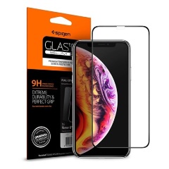iPhone 11 Pro Max SPIGEN FC képernyővédő üveg 2.5D, színkiemelés, FEKETE