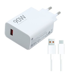 XIAOMI HYPERCHARGE COMBO hálózati töltő USB aljzat 90W, gyorstöltő + Type-C kábel, FEHÉR